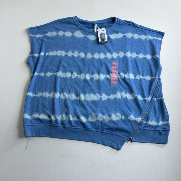 NWT Seven7 Woman’s French Terry Crew Top Tie Dye Size 2XL Sleeveless Blue - Picture 1 of 8